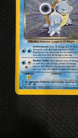 Pokemon TCG: Team Rocket Unlimited Dark Blastoise 3/82 Holo Rare - Swirl LP - Image 5