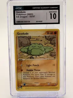 CGC 10 Geodude 55/97 EX Dragon 2003 Pokemon Card - Image 1