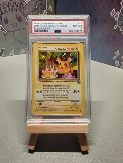 Birthday Pikachu Holo #24 Black Star Promo PSA 8 Graded Pokemon Card - Image 1