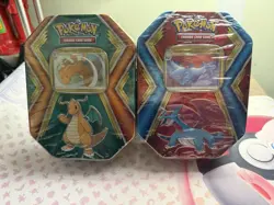 Pokemon TCG Sealed Tin Set 2019 Dragonite and Salamence - 3 Booster Packs - Image 1