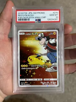 Pokemon Red’s Pikachu 270/SM-P Full Art Pokemon Center 20th Anniversary PSA 10 - Image 4