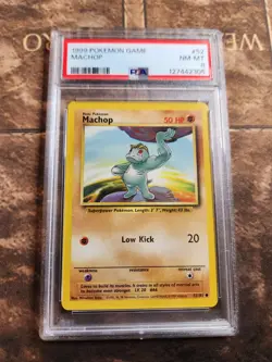 1999 POKEMON GAME BASE SET 52 MACHOP SHADOWLESS PSA 8 NM-MT - Image 1