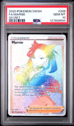 2020 POKEMON SWORD & SHIELD SECRET #208 FULL ART/MARNIE PSA 10 - Image 1
