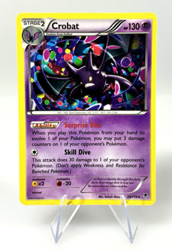 2014 Pokemon Crobat Cosmos 33/119 XY Phantom Forces LP Holo Rare Card - Image 1