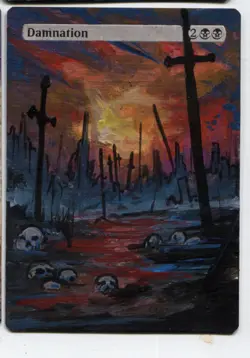 Damnation MTG Altered art MAGIC Hand Painted Card Commander - Image 1