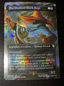 MTG The Destined Black Mage (Borderless) Foil RARE 0447 - Final Fantasy 1 Magic - Image 1
