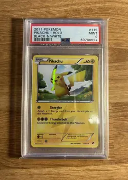 PSA 9 MINT PIKACHU 115/114 HOLO SECRET RARE BLACK & WHITE POKEMON TCG - Image 1