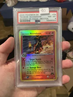 PSA 8 Team Magma's Houndoom 34/95 Reverse Foil EX Magma vs Aqua 2004 Pokemon TCG - Image 1