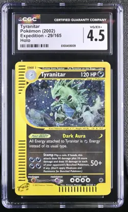 Pokemon 2002 Expedition Tyranitar Holo Card #29/165 PSA 5 - Image 1