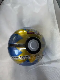 Pokemon PokeBall Tin Poke Ball blue gold quickball A24 3 packs and a coin - Image 1