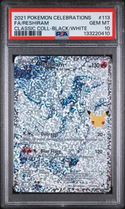 PSA 10 GEM MINT Reshiram 113/114 Pokemon Celebrations Classic Collection - Image 1