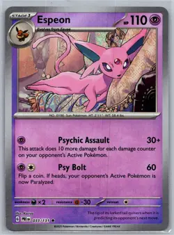 Espeon 033/131 Master ball Holo, Pokemon Prismatic Evolutions NM - Image 1