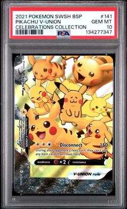 2021 Pokemon SWSH Promo Celebrations Collection Pikachu V-UNION #141 PSA 10 - Image 1