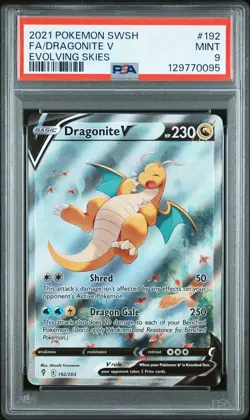 PSA 9 Dragonite V Full Art 192/203 Pokemon SWSH: Evolving Skies 2021 - Image 1