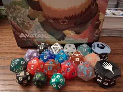 Lot of 20+ MTG Spindown D20 Dice Various Sets, Plus 2 Counters And Box Included - Image 1