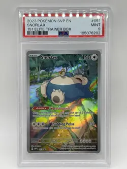 Pokemon Snorlax 051 PSA 9 Mint 151 Elite Trainer Box Promo SVP EN 2023 - Image 1