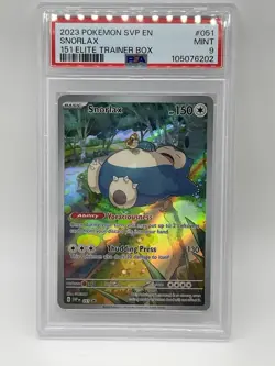 Pokemon Snorlax 051 PSA 9 Mint 151 Elite Trainer Box Promo SVP EN 2023 - Image 2