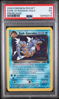 2000 POKEMON ROCKET PRERELEASE #8 DARK GYARADOS-HOLO PSA 5 - Image 1