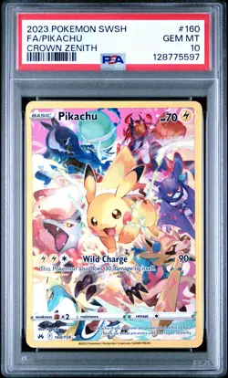 2023 POKEMON SWORD & SHIELD CROWN ZENITH #160 FULL ART/PIKACHU PSA 10 - Image 1