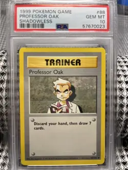 Professor Oak Shadowless Pokemon Base Set #88 1999 PSA 10 GEM MINT - Image 1