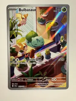 Pokemon TCG Bulbasaur Holo Card 143/142 Stellar Crown Illustration Rare Full Art - Image 1