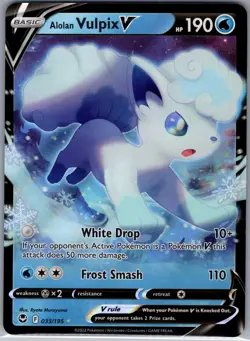 Alolan Vulpix V 033/195 SWSH12: Silver Tempest - Pokemon Card - NM - Image 1