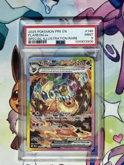 POKEMON PRISMATIC EVOLUTIONS FLAREON 146/131 ex SPECIAL ILLUSTRATION RARE PSA 9 - Image 1