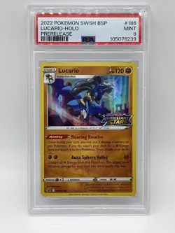 Pokemon Lucario PSA 9 MINT 186 Brilliant Stars Prerelease Promo SWSH186 2022 - Image 1