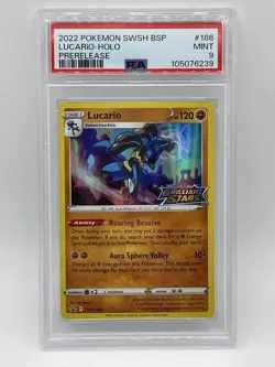 Pokemon Lucario PSA 9 MINT 186 Brilliant Stars Prerelease Promo SWSH186 2022 - Image 2