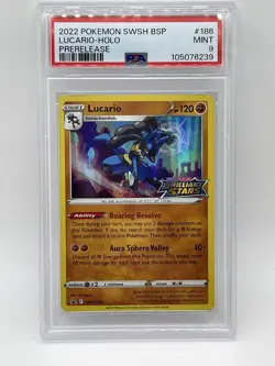 Pokemon Lucario PSA 9 MINT 186 Brilliant Stars Prerelease Promo SWSH186 2022 - Image 3