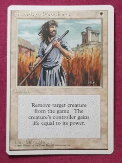 Magic The Gathering 4TH EDITION SWORDS TO PLOWSHARES white card MTG - Image 1