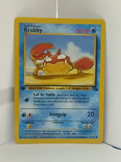 Pokemon TCG Original Fossil Set Krabby 1st EDITION 51/62 - WoTC - LP - Image 1