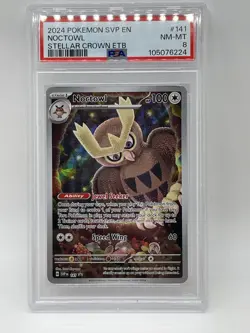 Pokemon Noctowl Stellar Crown ETB Promo 141 PSA 8 NM-Mint SVP EN 2024 - Image 2
