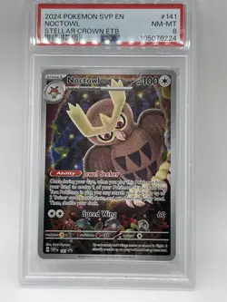 Pokemon Noctowl Stellar Crown ETB Promo 141 PSA 8 NM-Mint SVP EN 2024 - Image 4