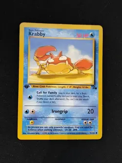 Pokemon TCG Krabby 51/62 1st Edition Fossil HP - Image 1
