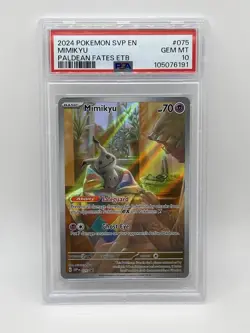 Pokemon Mimikyu PSA 10 GEM MINT ?? Paldean Fates ETB Promo 075 2024 SVP EN #075 - Image 2