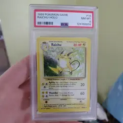 1999 POKEMON BASE SET UNLIMITED #14 RAICHU - HOLO PSA 8 Fresh Slab Case - Image 1