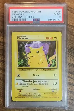 1999 Pokemon "PERFECT CENTERING " #58 PIKACHU PSA 9 Mint NEW FRESH SLAB - Image 1