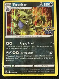 Tyranitar Holo Pokemon GO #043/078 Pokemon TCG - Image 1