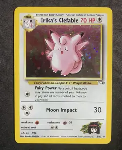 Erika's Clefable 3/132 HOLO Gym Heroes Challenge Pokemon TCG WOTC NM w/ SWIRL! - Image 3