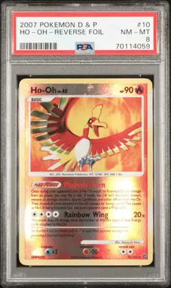 NM-MINT! Pokemon Diamond & Pearl Secret Wonders Ho-Oh Reverse Foil 10/132 PSA 8 - Image 1