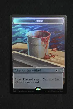 MTG Blood Token (Rainbow Foil) (2180) | NM Foil | Secret Lair Jaws {SLD} - Image 1