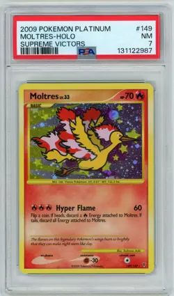 2009 POKEMON PLATINUM SUPREME VICTORS #149 MOLTRES-HOLO PSA 7 - Image 1
