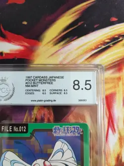 Pokemon Card Smettbo Butterfree Pocket Monsters Carddass 1997 Japan PGS PSA 8.5 - Image 4