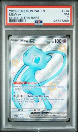 2024 POKEMON PAF EN-PALDEAN FATES SHINY ULTRA RARE #216 MEW EX PSA 7 - Image 1