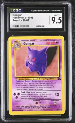 CGC 9.5 MINT+ Gengar 1999 Fossil 20/62 Pokemon Card - Image 1