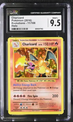 CGC 9.5 MINT+ Charizard 2016 Evolutions 11/108 Holo Pokemon Card - Image 1