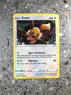 Pokemon TCG Cards Eevee SWSH118 Black Star Promo Holo NM-M * Full Holo Bleed * - Image 1