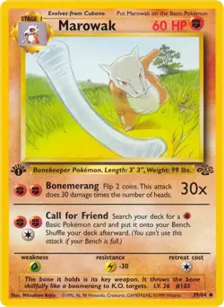 Marowak 39/64 Uncommon Jungle 1st Edition Non Holo Pokemon Card - Image 1