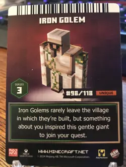 IRON GOLEM Pet Minecraft Dungeons Arcade Series 4 Unique Best Card #98 - Image 2